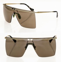 GUCCI AUTHENTIC Unisex Oversized Mask 1096 Gold Brown Metal Sunglass GG1096S 002 - £393.30 GBP