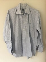 Ike Behar Mens Blue Checked Plaid Oxford Button Up Dress Shirt 15.5 34 4... - $24.99