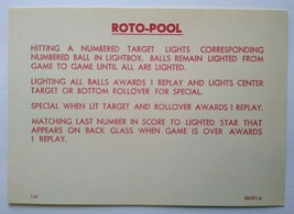 Roto Pool Pinball Machine 1958 Original Instruction Card Game SK391-6 - £24.22 GBP