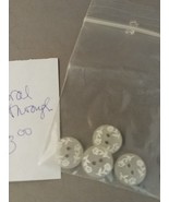 4 White Plastic Sew-through Buttons Carved Flowers Floral Almost 5/8&quot; - $4.11 CAD