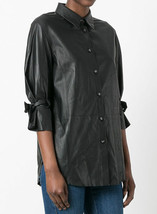 Black Leather Shirt Jacket Women 100% Lambskin Size XS S M L XL XXL Custom Made - £111.18 GBP