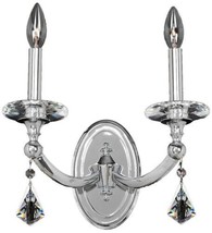 Wall Sconce KALCO FLORIDIA Modern Classic 2-Light Chrome Clear Crystal Solid - £1,142.06 GBP