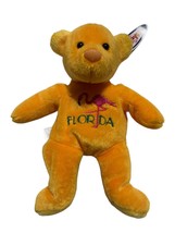 Vintage 1999 Mary Meyer FLORIDA Bear 8” Plush Stuffed Animal Orange - £9.28 GBP