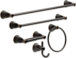 Bathroom Accessory Kit Wall Mounted Oil Rubbed Bronze 5 Pieces NEW - £48.81 GBP