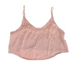 Free People Intimately Lace Trim Crop Top Blush Pink Size Small Adjustab... - $7.91