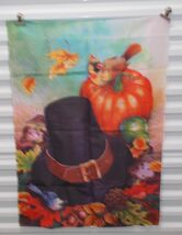 28" X 39" GARDEN FLAG Fall brown yellow Orange Harvest Pumpkin leaves - $14.80