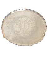 Vintage Etched Aluminum Round Serving Tray Scalloped Edge Dutch Boy &amp; Girl - $222.50 MXN