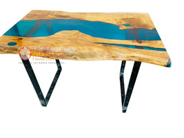 Handmade Transparent Epoxy Resin River Wooden Dining Table Top for Home Decor - £413.56 GBP+