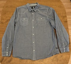 I Jeans By Buffalo Mens XXL Dusty Blue Western Rodeo Ranch Casual Dress Shirt - $8.91