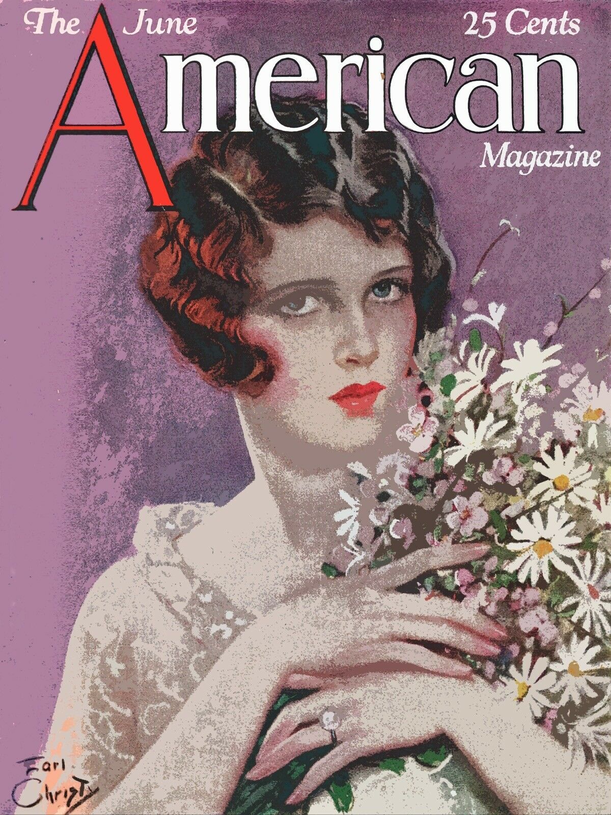 Wall Decor Poster.Interior home art.Room design.American woman.Flowers.11542