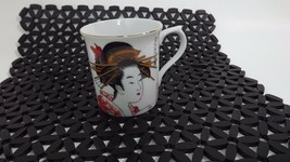 beautiful Japanese Geisha Girl Gold Rimmed Vintage Coffee Tea Mug Cup Ni... - £9.48 GBP