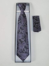 Men's Vito Rofolo Italy Tie Hankie Boxed 100% Silk VR-33 Purple Paisley image 3