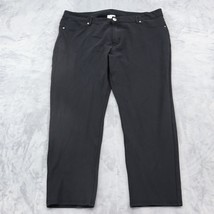 Avenue Pants Womens 22 Black Petite Straight Flat Front Button Pocket High Rise - $24.63