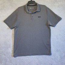 Under Armour Polo Shirt Mens Adult Large Gray Logo Golf Golfer Heatgear - $8.17