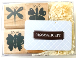 Spring Wishes 4 Mini Rubber Stamps Butterflies Close To My Heart New 1" NRFB - $4.49
