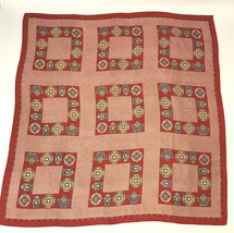 Vintage Ginnie Johansen Silk Scarf Red Paisley Rolled Edge Square 39&quot; Japan - $17.00