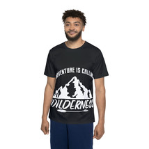 Black and White Wilderness Adventure Mountain Range Printed Men's Sports Jersey - $40.17+