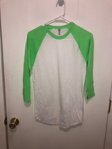 NEW American Apparel 50/50 Raglan T Shirt Mens XS 3/4 Sleeve White and Green - £6.22 GBP