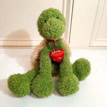 Gund Turtle plush Reed Shaggy green brown Tortoise w/ red heart floppy Vintage - $60.00