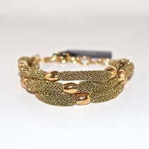 Adami and Martucci 3-String Gold Mesh Bracelet with Gold Beads - £112.22 GBP