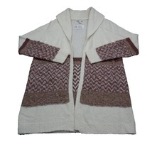 CATO Cardigan Womens XL White Burgundy Open Front Kimono Semi Sheer Sweater - £18.22 GBP