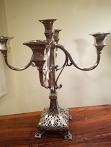 Vintage Silverplate Five (5) Candle Pedestal Candelabra Gorgeous - $64.35