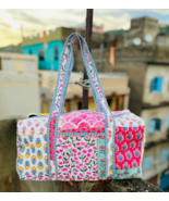 Large Cotton Weekender Travel Bag, Handmade Quilted Fabric overnight Duf... - $31.55+