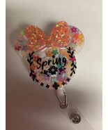 retractable reel id badge holder - Minnie Mouse Spring Flowers - £7.86 GBP
