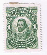 Stamp Newfoundland Canada #87 1 Cent Green King James I Used - $1.36 CAD