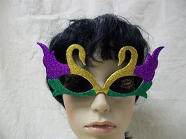 Glittery Purple Gold Green Mardi Gras Swan Costume Glasses Masquerade Pr... - $8.95