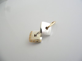 Lorenzo Silver 18K Gold Diamonds Square Dangle Charm Pendant Enhancer Je... - £181.59 GBP
