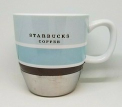Starbucks Coffee Blue Mug 2007 Ceramic &amp; Stainless Steel Bottom - £11.79 GBP