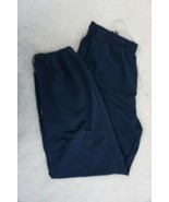 Reebok Logo Elastic Waistband Drawstring Mesh Pants Pockets Blue Zip Ankle - £10.75 GBP
