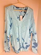 New Sonoma Womens Sz XXL Blue VNeck Chunky Knit Sweater Tye Dye Look Ret... - £13.23 GBP