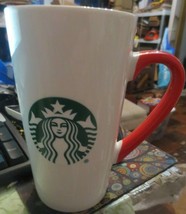 Starbucks Red Handle Coffee Porcelain Mug Cup Tall 16oz 2020 - £9.58 GBP