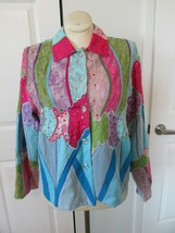 PUSHPA Art to Wear Sequins Lace Patchwork Jacket Cotton Rayon LG Fun Funky Vintg - £19.99 GBP