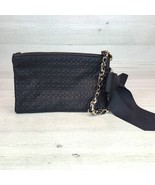 Deux Lux 7.5&quot; Black Quilted Faux Leather Clutch Wrist Bag Purse w Chain ... - £22.40 GBP