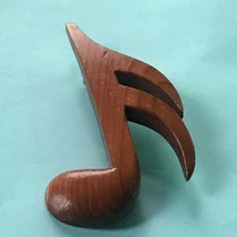 Vintage Large Carved Wood Wooden Sixteenth Music Note Pin Brooch – 2.5 x 1.5 in - £11.18 GBP