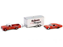 1966 Dodge D-100 Pickup Truck Red with White Top and 1969 Dodge Super Charger Re - $39.29