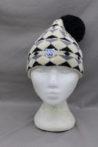 Vintage Toque / Beanie - Grey and Black Diamond Pattern - Adult Stretch Fit - $49.00