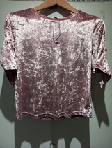 Primark Pink Velvet Split Sleeve Cold Shoulder Top Size 12 - $13.50