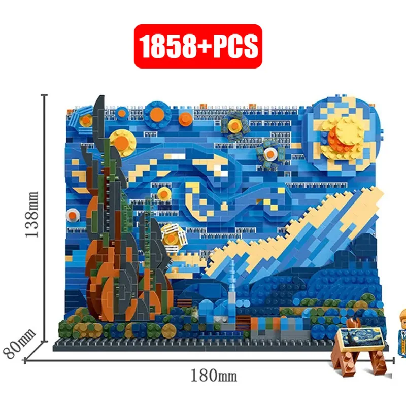 Vincent Van Gogh The Starry Night Painting Building Blocks 3D Art Assembling - £25.65 GBP+