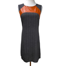 THML Leather Bodice Sleeveless Sheath Knit Dress Size S Black Tan Pleath... - $19.50