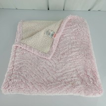Laura Ashley Baby Girl Pink Cream Ivory Furry Sherpa Plush Soft Blanket 33 x 34&quot; - £47.36 GBP