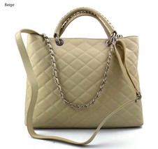 Leather women purse leather handbag beige shoulder bag crossbody women h... - $190.00