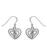 Jewelry Trends Triple Spiral Love XOXO Heart Sterling Silver Dangle Earr... - $46.55 CAD