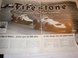 Vintage Firestone Tires Race Car Double Page Print Magazine Advertisement 1964  - £12.75 GBP