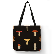 Colorful Mushroom Print Women Bag Eco Reusable Shopping Tote Lady Outdoor Beach  - £14.08 GBP