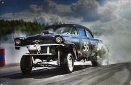 1956 Chevy Gasser Burnout HDR Photography, Classic Auto Metal Sign - $30.00