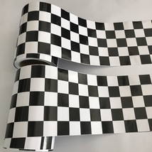 15x500cm Black And White Glossy Racing  Checkered Flag Vinyl Decal Motorbike Car - £32.37 GBP